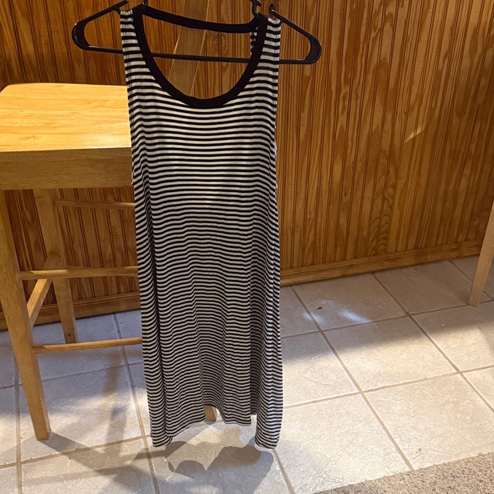 Black & White Striped Sleeveless Maxi Dress NWT